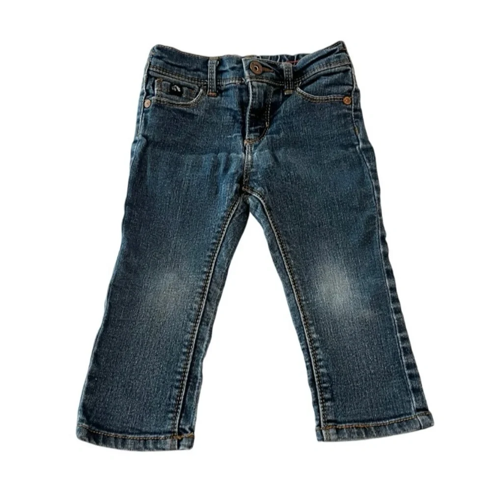⚡️4/$20⚡️ Jordache Girls Dark Blue Skinny Kids Jeans Snap Button, Baby 18 MTH